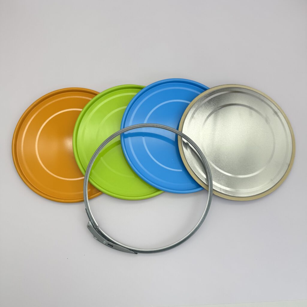 Metal bucket lids and ring components