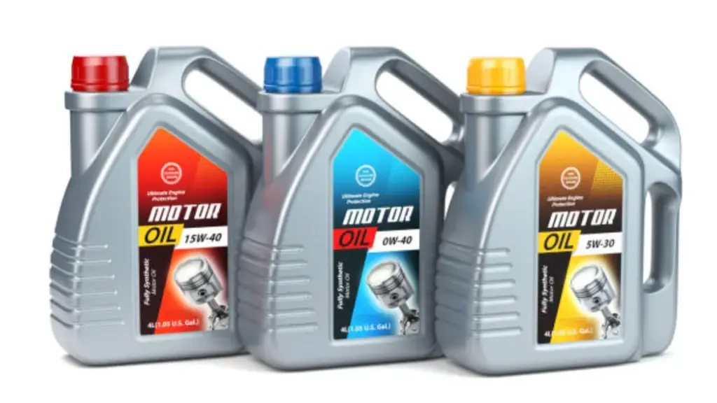 engine oil bottles with different colour plastic screw caps